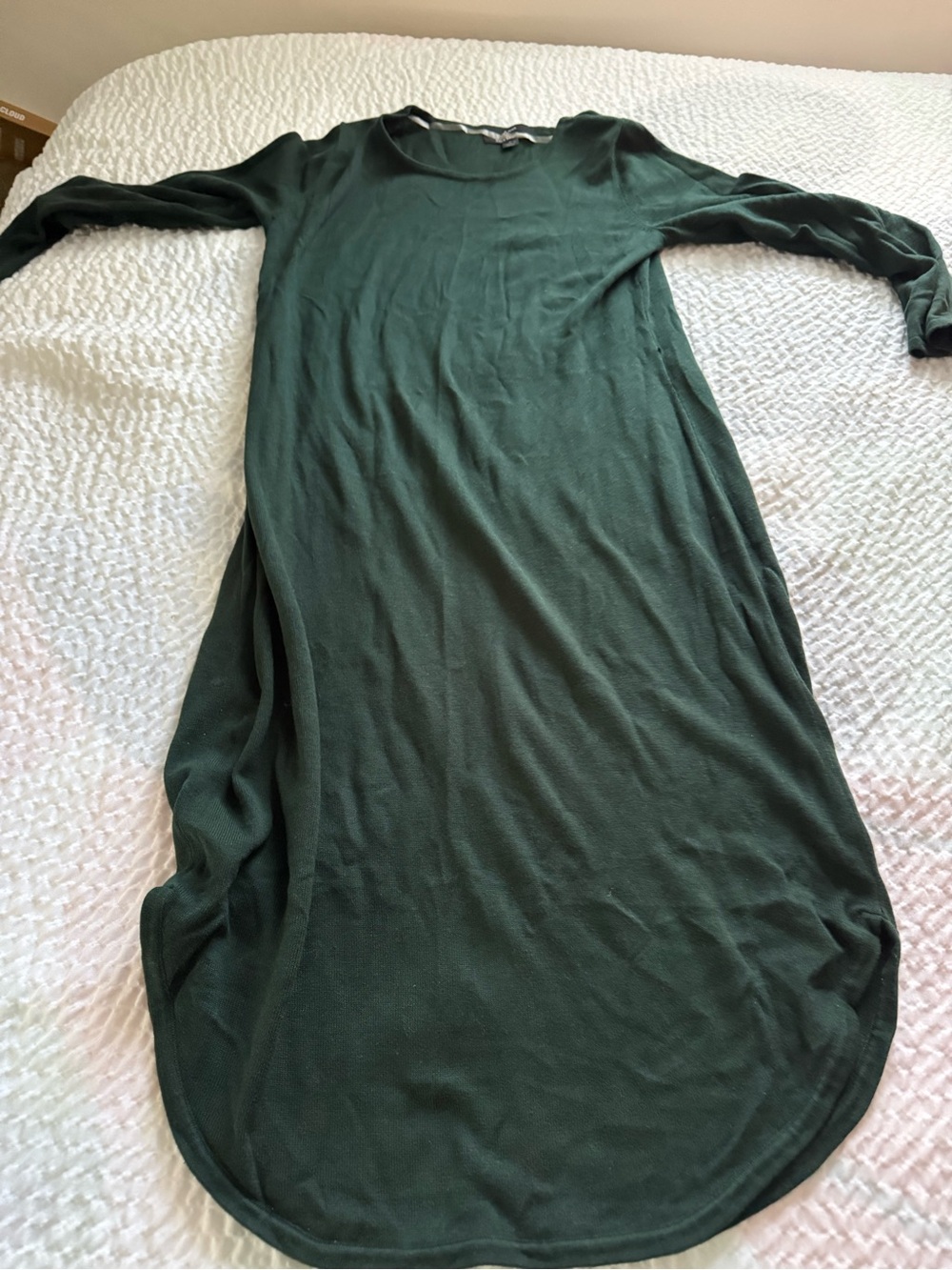 Nina Leonard Long Sleeve Scoop Neck Dress in Forest Green